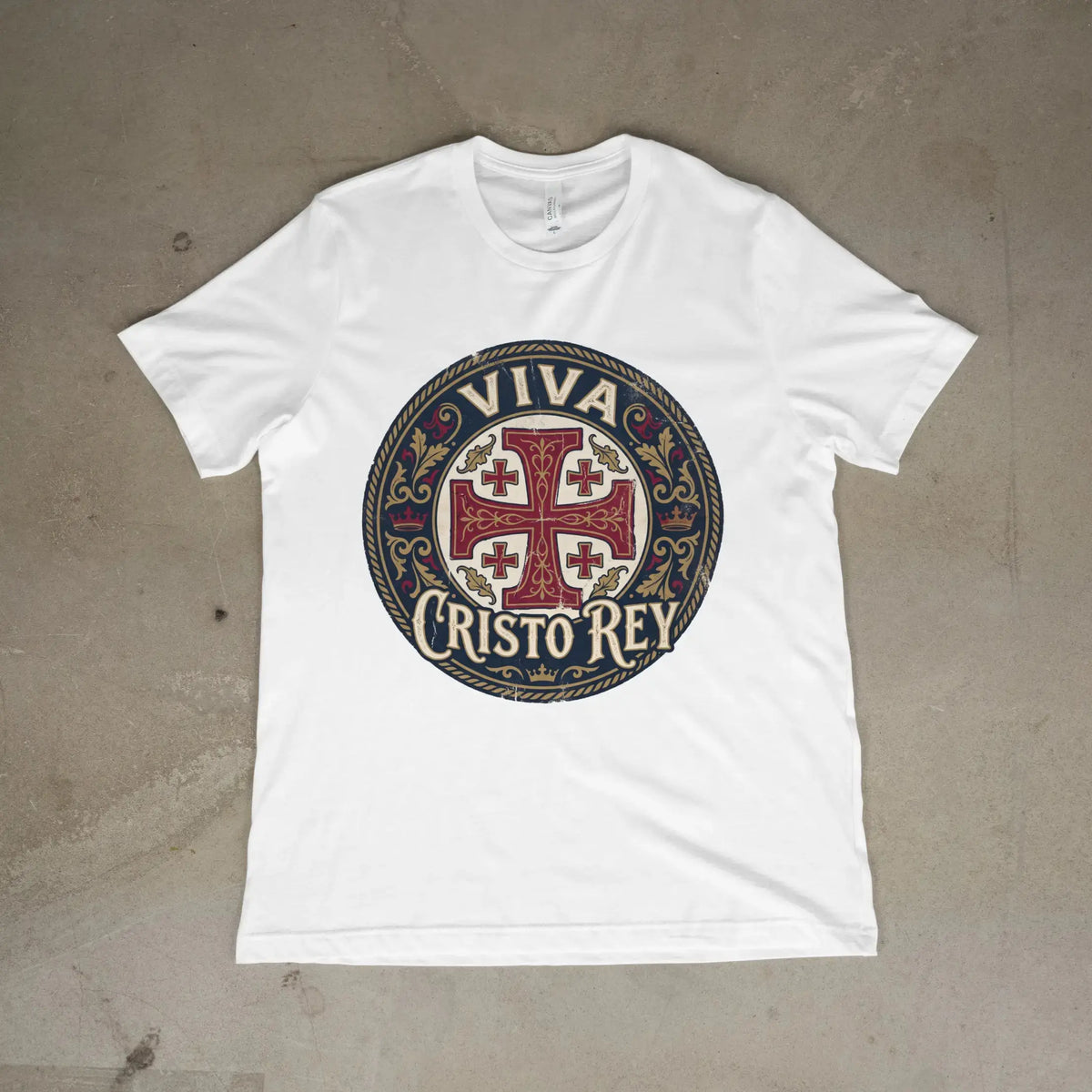 Viva Cristo Rey Shirt Vintage Crusader Emblem Catholic T-Shirt Printify