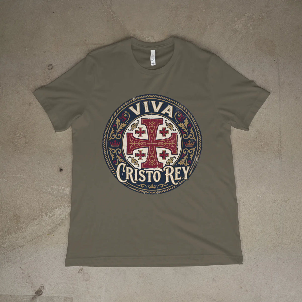 Viva Cristo Rey Shirt Vintage Crusader Emblem Catholic T-Shirt Printify
