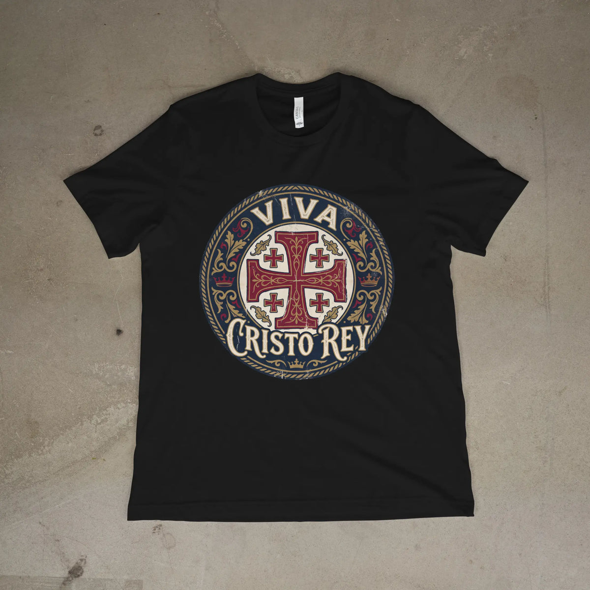 Viva Cristo Rey Shirt Vintage Crusader Emblem Catholic T-Shirt Printify