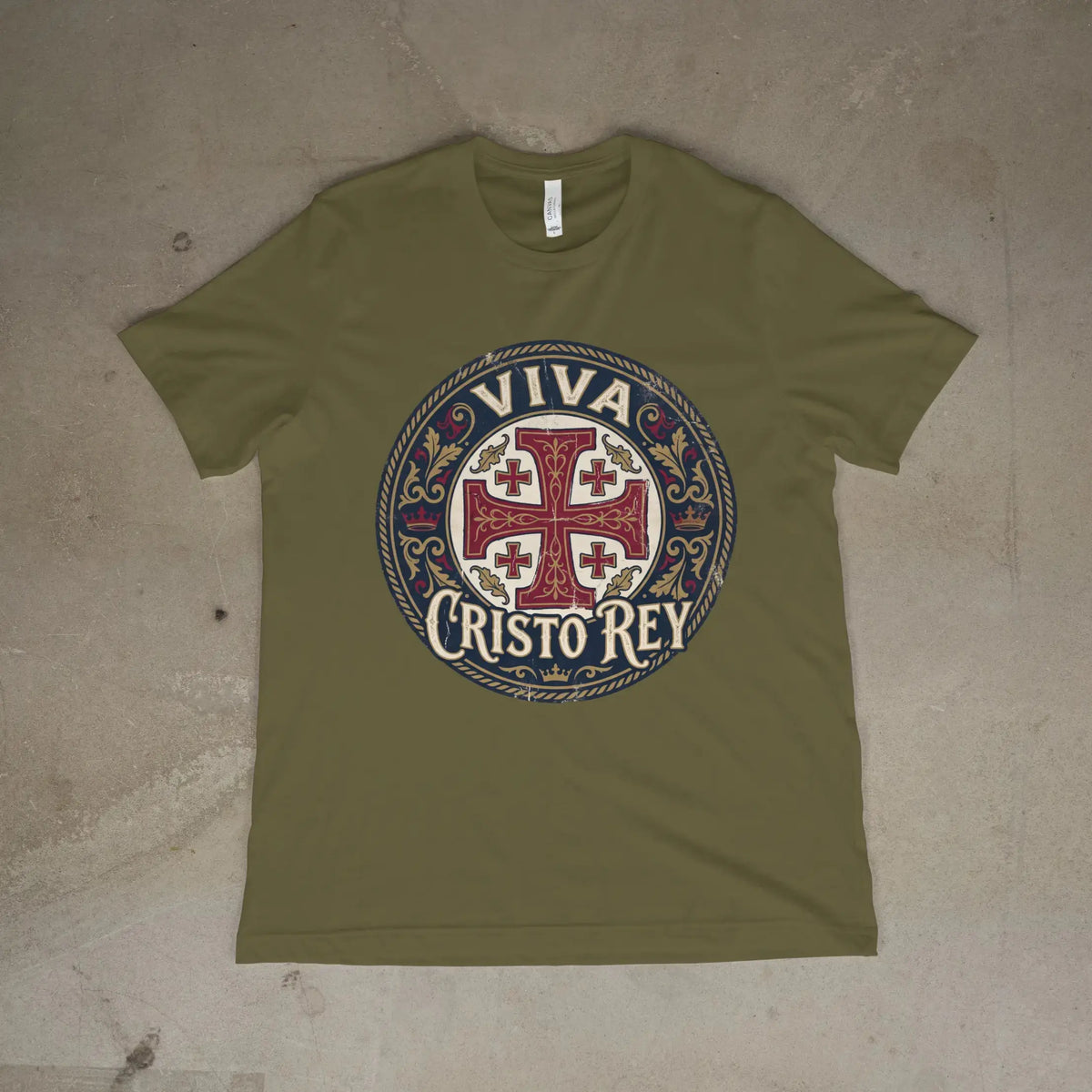 Viva Cristo Rey Shirt Vintage Crusader Emblem Catholic T-Shirt Printify