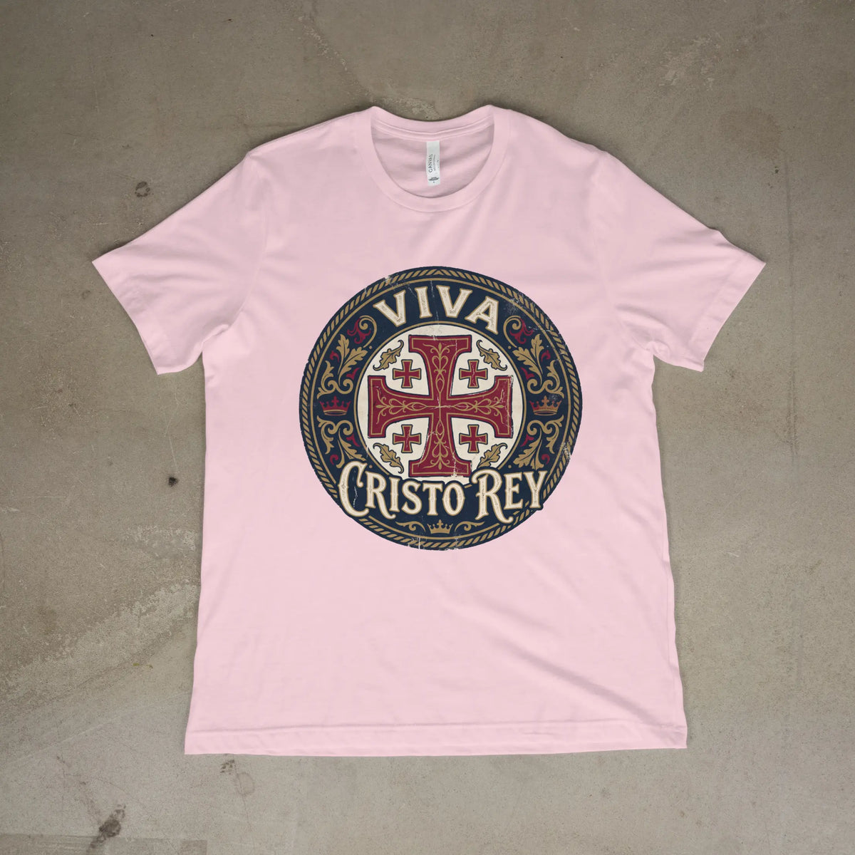 Viva Cristo Rey Shirt Vintage Crusader Emblem Catholic T-Shirt Printify
